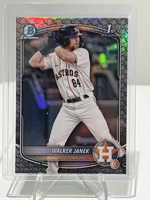 2025 Bowman Walker Janek Diamond Plate Steel Refractor 98/100 Astros Prospect - Image 1 of 3