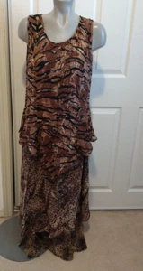 Marshall-Rousso CLEARANCE Ladies Size Small Animal Print Rayon Tiered Long Dress - Picture 1 of 7
