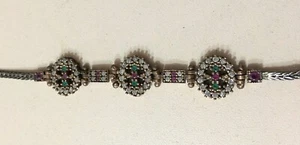 VINTAGE WOMEN SILVER 925 BRACELET WITH RUBY STONE-ANTIQUE MODEL-TURKISH STYLE - Picture 1 of 7