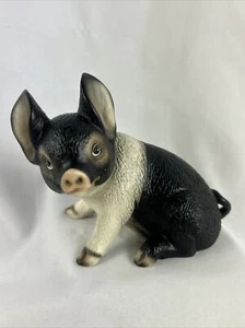 Black And White Pig Figurine 4” Harvey Knox Animal Kingdom House Of Global Art - Picture 1 of 7