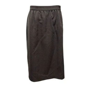 Vintage Sears 'Skirts That Fit' Brown Pinstriped Midi Skirt Office Wear Size 16 - Picture 1 of 4