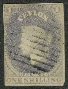 Ceilán 1857 SG10 1/- Pizarra Violeta 4m Ex Corazón de León Muy Fino Usado - Imagen 1 de 1