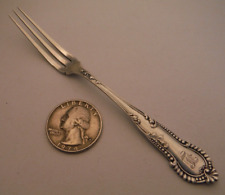 Bead Edge Scroll Rococo Sterling Silver Strawberry Fork 3-Tine 4.75" Frank Smith