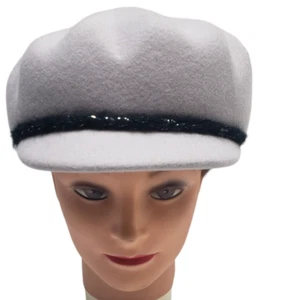 Galliano Sorbatti Women's Grey Wool Newsboy Flat Cap Brimmed Hat Made In Italy - Picture 1 of 22