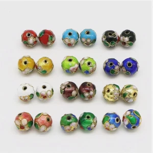 10Pcs Handmade Cloisonne Round Beads Loose DIY Jewelry Making Pick Color 10mm - Picture 1 of 19