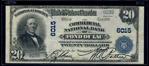 $20 1902 Commercial National Bank Of Fond Ducal , Wisconsin, VF - Picture 1 of 3