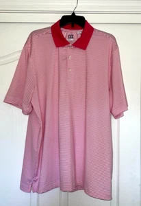 Cutter & Buck Polo Shirt Mens XL CB Dry Tec 50 UPF Lightweight Red Stripe - Picture 1 of 5