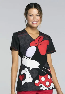 Minnie Mouse Cherokee Scrubs Tooniforms Disney V Neck Top TF660 MKLV - Image 1 of 4