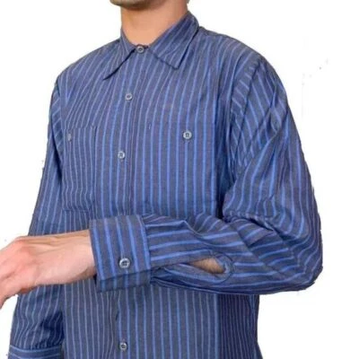 Wholesale, Mens Work Shirt, 2 Pkt,Yarn Dye Stripe Long Slv, Industrial Quality - Image 1 of 4