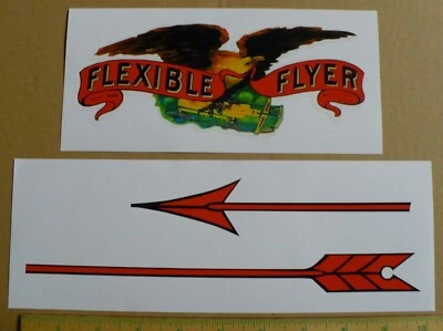 Calcomanía de trineo de águila y flecha FLEXIBLE FLYER, respaldo adhesivo, SL102 Foto 1 de 4
