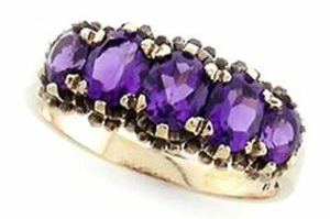 Anillo de amatista vintage, oro liso 9 quilates, victoriano para mujer R76 personalizado - Imagen 1 de 1