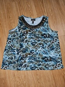 Catherines Added Dimensions 2X Bead Sparkle Metallic Reptile Knit Women's Tank - Picture 1 of 6