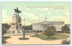 Cartolina Fronte Sud del Tesoro degli Stati Uniti Statua Sherman a Sinistra Washington DC - Foto 1 di 2