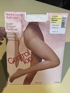 Pantimedias JC Penney blancas talla corta súper modeladora punta reforzada nuevas en paquete - Imagen 1 de 4