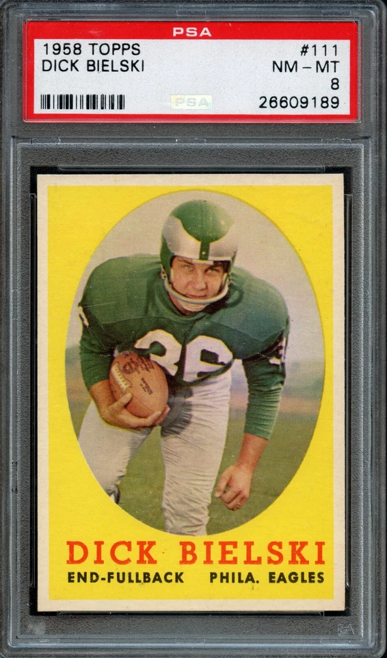 FB - 1958 Topps - #111 - Dick Bielski - PSA 8 - NM-MT - Image 1 of 2