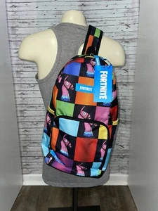 New Fortnite Colorful Checkered Llama Sling Style Polyester Backpack - Picture 1 of 10