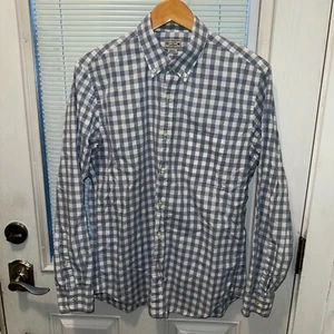 J Crew hochwertiges Webhemd Herren M blau mit weißem Gingham 100% Baumwolle 24182 - Bild 1 von 6