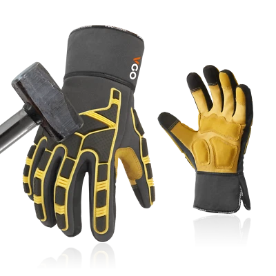 Vgo 1 Pair  Leather Work Gloves Men,Mechanics Gloves（PA7756） - Image 1 of 4