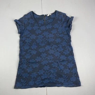 Vestido Fat Face 18 azul manga corta cuello redondo floral - Imagen 1 de 4