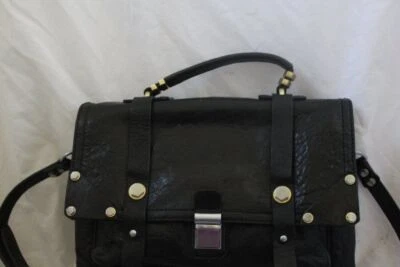 Oryany Large Stud Rivet Trim Black Leather Messenger Bag  Purse Bag - Image 1 of 4