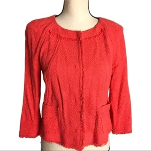NWT Laurel Escada Tweed Outerwear Orange Crop Blazer Jacket Size 32 - Picture 1 of 10