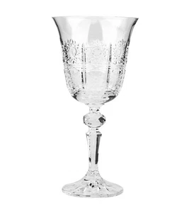 Bohemian Czech Single Crystal Wine Glass 220 ml Hand Cut Queen Lace - Picture 1 of 4