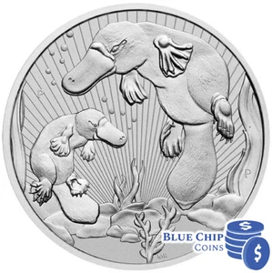 2021 $2 Mother & Baby Platypus 2oz Silver Bullion Coin in Plastic Pouch - Bild 1 von 3