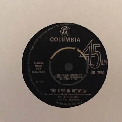 Cliff Richard & the Shadows "The Time In Between" 1965 COLUMBIA Oz 7" 45rpm - Image 1 of 2