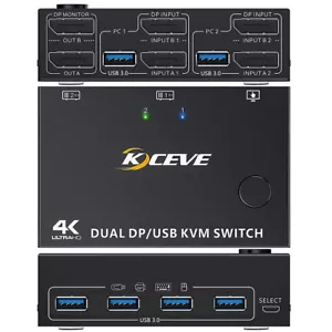 4K@60Hz DP KVM Switch Dual Monitor 2 in 2 Ausgang 4 Port 2 Computer Control Switcher - Bild 1 von 35