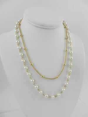 Collar Anne Klein Oro Imitación Perla Multifila, Extensor 16" + 3" Foto 1 de 4