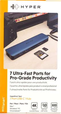 HYPER HyperDrive Next 7-Port USB-C Hub Midnight Blue HD4003GL NEW SEALED - Image 1 of 3