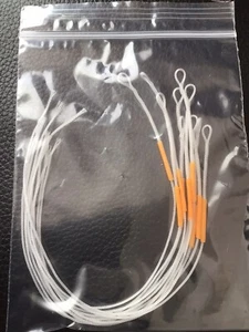 10 Clear,Uk Made, Leader Loops For Connecting to Fly Lines With Orange Sleeves - Picture 1 of 3