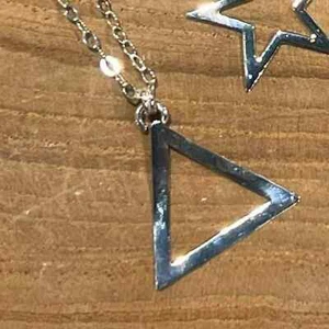 Sterling Silver Open Triangle Pendant Necklace - Picture 1 of 2