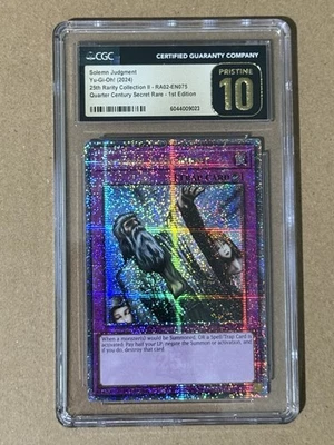 CGC 10 Pristine Solemn Judgment RA02-EN075 Quarter Century Secret Rare Rarity - Image 1 of 2