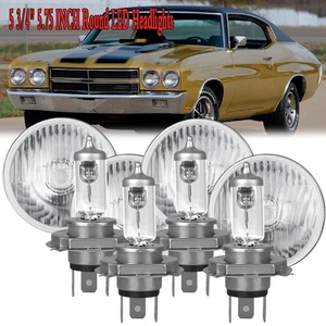 4PCS 5.75" 5-3/4 inch Halogen Headlights Hi/Lo Beam for Chevy Chevelle 1964-1970 - Picture 1 of 15