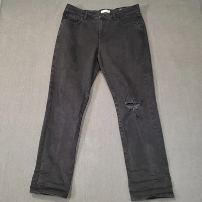 Jeans Loft para mujer talla 12 The Girlfriend tiro medio rectos negros denim Foto 1 de 4