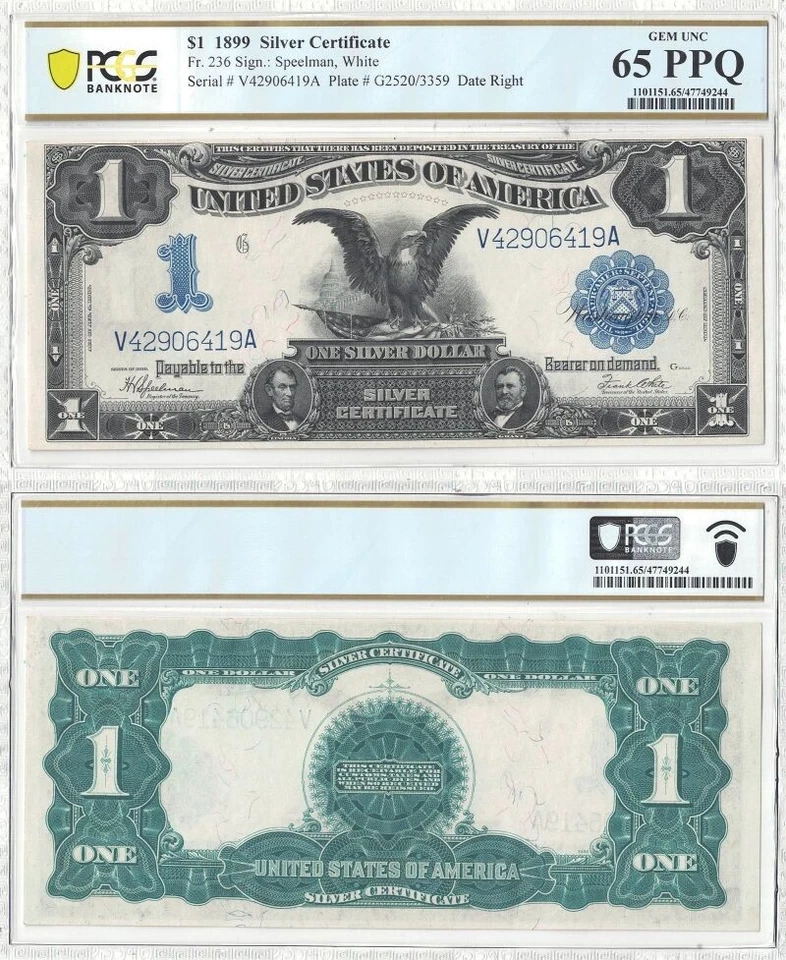 1899 $1 Silver Certificate Fr-236 PCGS Gem CU-65 PPQ - Image 1 of 1