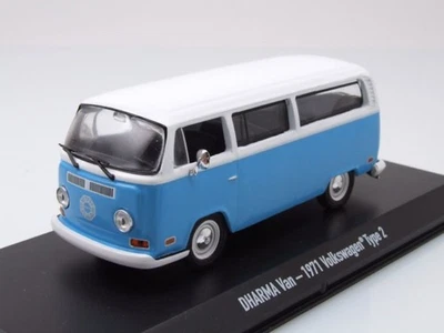 VW T2 Bus 1971 Blu Bianco Dharma Van Lost Modellino 1:43 Greenlight Collectibles - Immagine 1 di 4