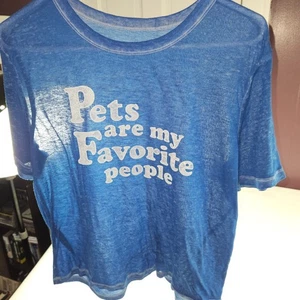Fifth Sun "Pets are my fav people " Thin T Shirt Blue Cotton Blend Sz Large - Picture 1 of 6