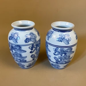 2 Orientalische Vase Deko Chinesischer Keramik Topf Antik Handbemalt Prunus Blau - Bild 1 von 9