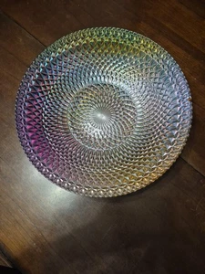 Vintage Pfau irisierend Kunst Glas Herzstück Schale 16 Zoll - Bild 1 von 8
