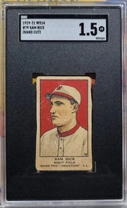 SAM RICE 1919-21 W514 Hand Cut Strip Card #79 SGC 1.5 WASHINGTON SENATORS HOF - Picture 1 of 2