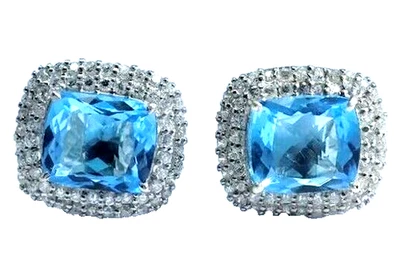 2.72ct Natural round Diamond 14k solid white gold topaz Wedding Men's cufflinks - Image 1 of 3
