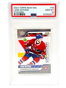 2024 TOPPS NOW NHL STICKERS 58 LANE HUTSON PSA 10 MONTREAL CANADIENS CALDER!! - Picture 1 of 2