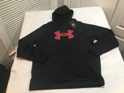NWT $60.00 Under Armour Mens Armour Fleece Big Logo Hoodie Black Size LARGE - Image 1 of 2