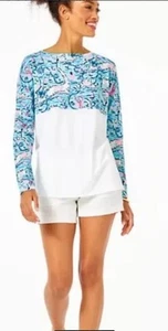 Lilly Pulitzer Finn Top Lilly Loves Cape Cod XXL Long Sleeve Bali Blue White - Picture 1 of 8