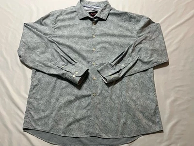 Egara Slim Fit Stretch Non Iron Floral Print Gray Button Up Dress Shirt Men 2XL  - Image 1 of 4