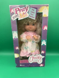 Vintage 1992 Pray With Me Puppe Regenspielzeug mit Buch voll beweglich - Bild 1 von 4