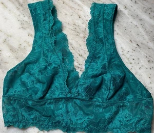 Free People Intimately Lace Galloon Bralette Bra Jungle Green Deep V Neck XS - Picture 1 of 3