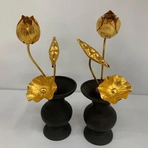 Altar budista japonés vintage flor de loto 190 mm de alto adorno - Imagen 1 de 10